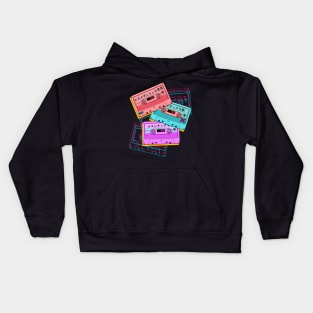 Casette tapes (for dark background) Kids Hoodie